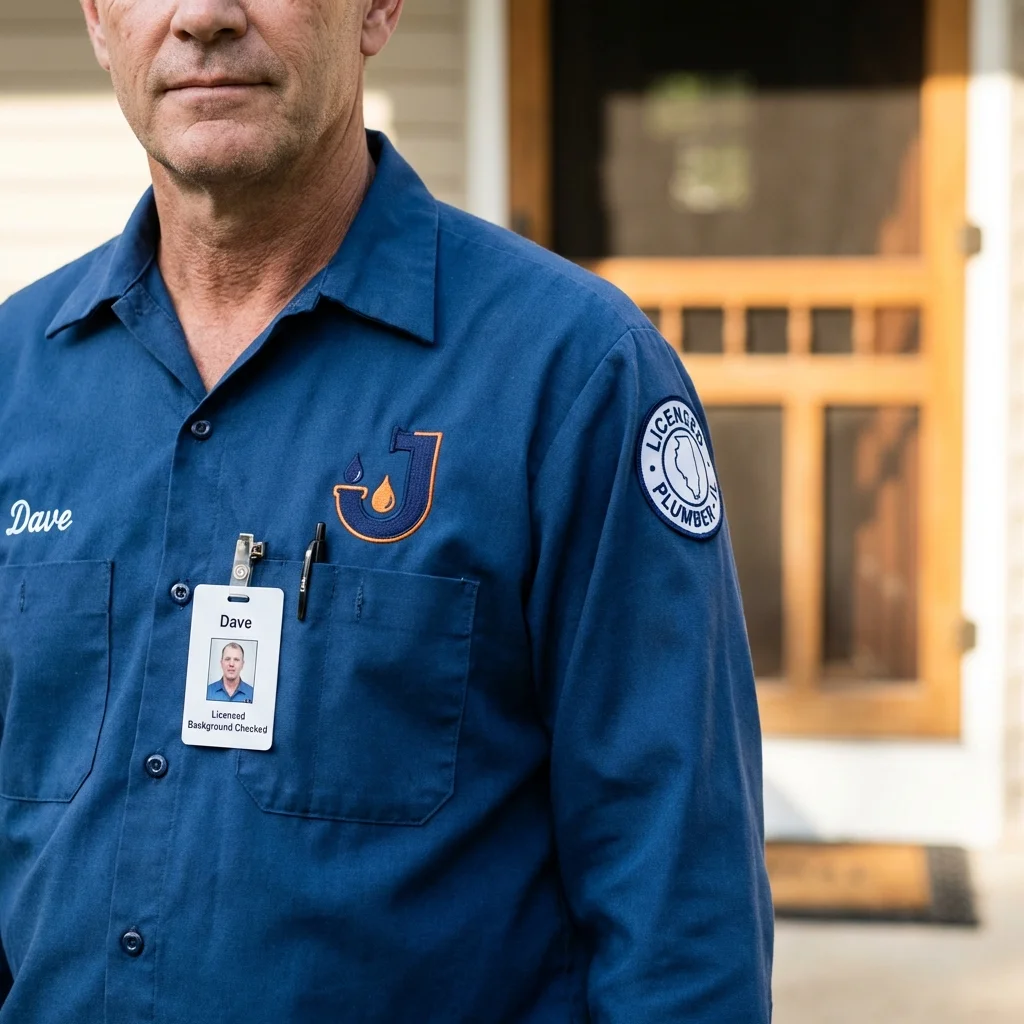 Licensed plumber showing ID badge in Willoughby, OH