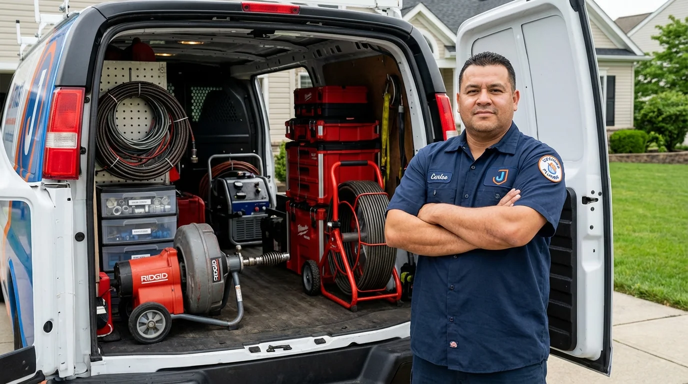 Professional drain cleaning equipment and Johns Plumbing LLC plumber in Willoughby