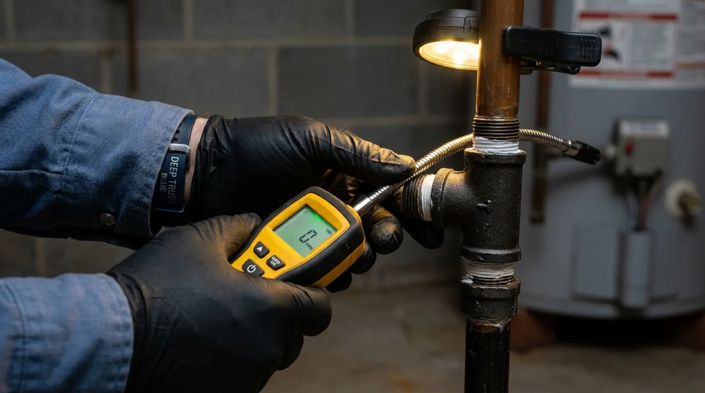 Gas leak detection with electronic sniffer by Johns Plumbing LLC in Willoughby
