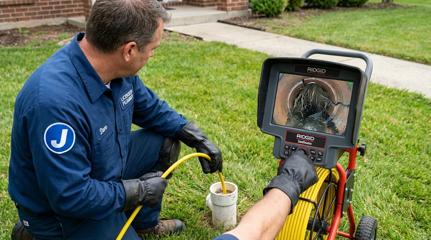Sewer camera inspection being performed by Johns Plumbing LLC in Willoughby