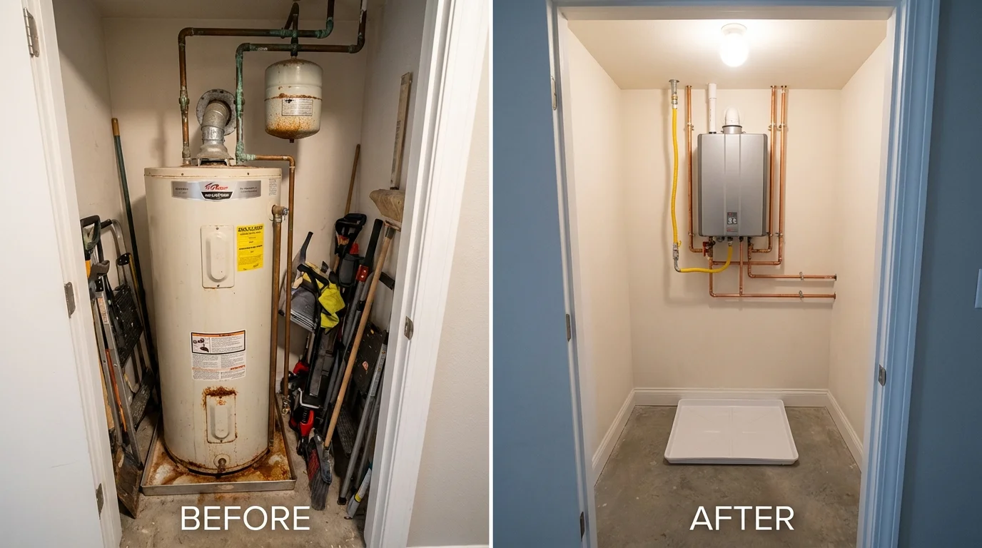 Tank water heater versus wall-mounted tankless unit comparison for Willoughby, OH homeowners